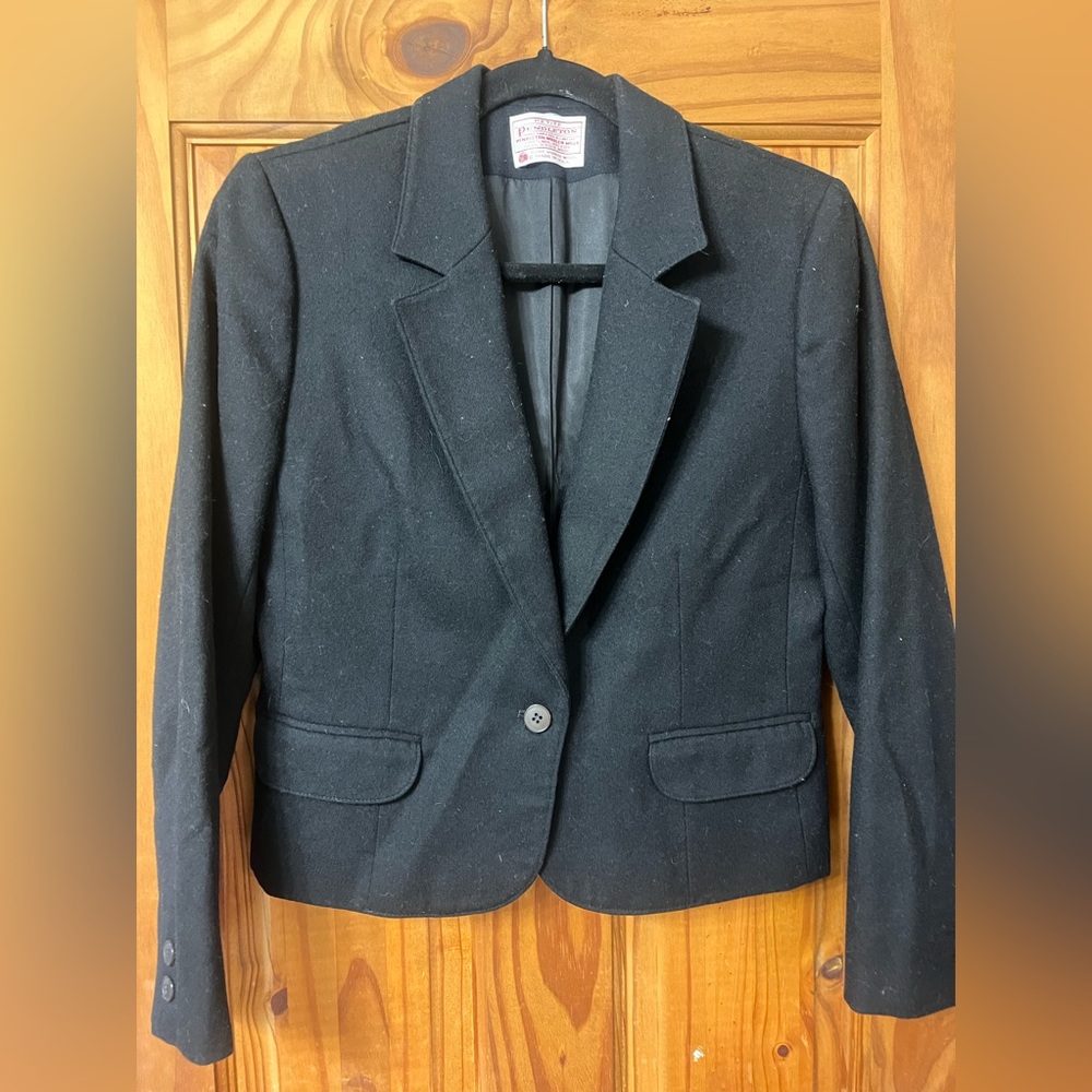 Pendleton Black Wool Blazer Jacket Petite 10 10p … - image 1